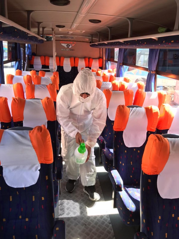 Se inició proceso de sanitización por #PlanCoronavirus en buses de la región